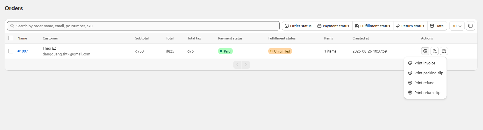 draft orders print action