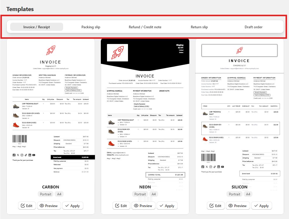 template overview